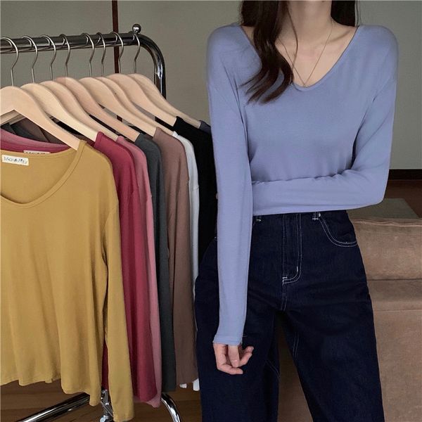 autumn 2020 new chio solid color v-neck versatile slim bottoming shirt long sleeve korean version with t-shirt for women
autumn 2020 new chio solid color v-neck versatile slim bottoming shirt long sleeve korean version with t-shirt for women