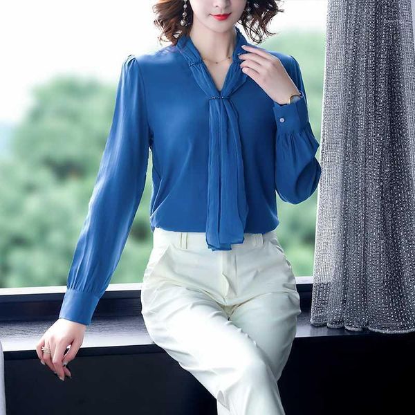 2020 new autumn fashion women shirts full sleeve loose chiffon v-neck ribbon professional blouse shirt blue apricot 9251, White
2020 new autumn fashion women shirts full sleeve loose chiffon v-neck ribbon professional blouse shirt blue apricot 9251, White