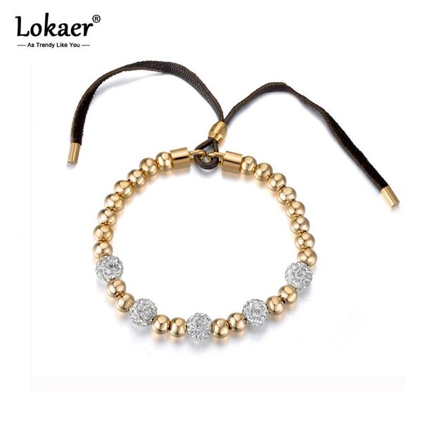link, chain lokaer gold color round beads with rhinestone strand bracelets stainless steel adjustable bracelet for women b18024, Black
link, chain lokaer gold color round beads with rhinestone strand bracelets stainless steel adjustable bracelet for women b18024, Black