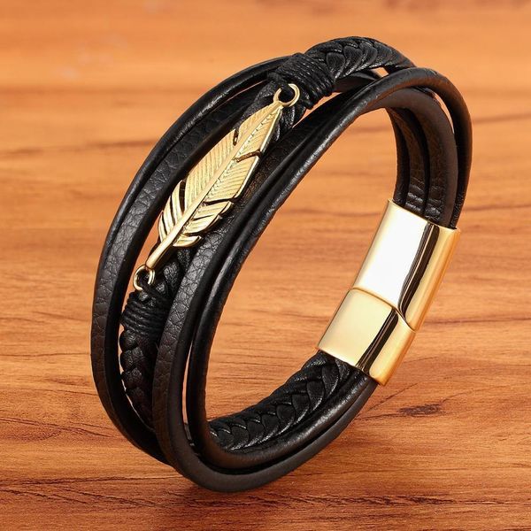 multi layer leather feather shape accessories men's bracelet stainless steel leather bracelet for special birthday present h jllyea, Golden;silver
multi layer leather feather shape accessories men's bracelet stainless steel leather bracelet for special birthday present h jllyea, Golden;silver