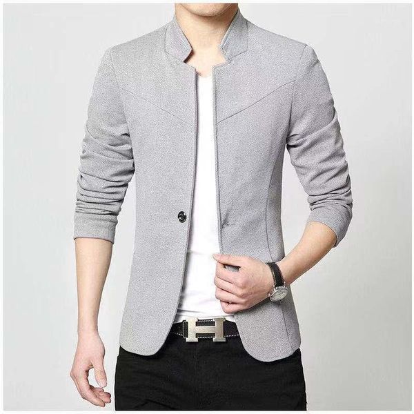 2020 autumn new men's fashion slim stitching suit youth stand collar casual solid color blazers fashion1, White;black
2020 autumn new men's fashion slim stitching suit youth stand collar casual solid color blazers fashion1, White;black