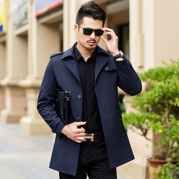 2020 spring and autumn lapel medium length windbreaker middle aged business casual british men's coat, Tan;black
2020 spring and autumn lapel medium length windbreaker middle aged business casual british men's coat, Tan;black