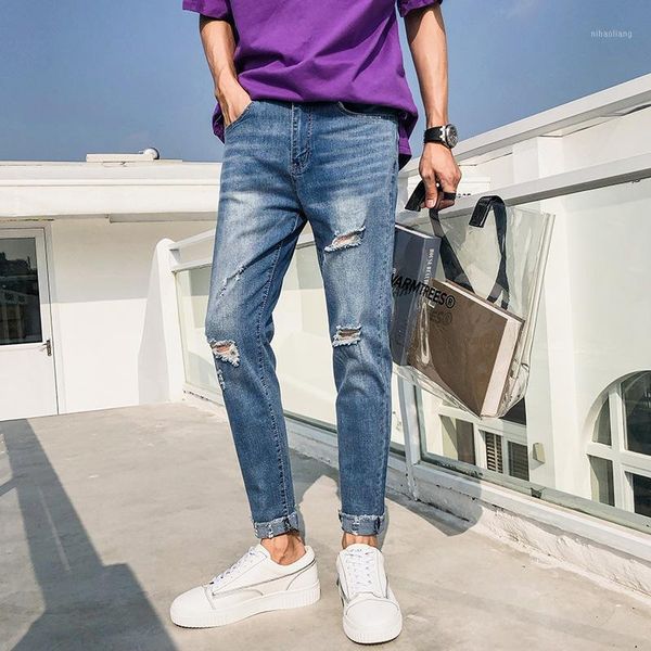 men's jeans 2021 spring and sunmmer hole men casual style slim -fit stretch nine pants youth trend men1, Blue
men's jeans 2021 spring and sunmmer hole men casual style slim -fit stretch nine pants youth trend men1, Blue