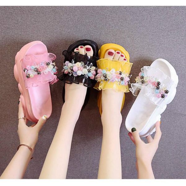 2021 summer new fashion lace gauze outside string bead thick bottom wedges slides slippers women solid super high party, Black
2021 summer new fashion lace gauze outside string bead thick bottom wedges slides slippers women solid super high party, Black
