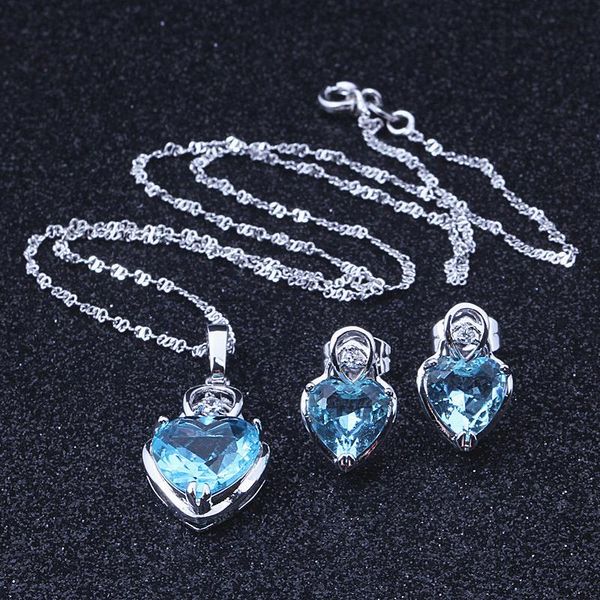 Cute Gold Color Lavendar Blue CZ Heart CZ Pendant Necklace and Earrings african Jewelry Sets For Girls Gift T106, Silver
Cute Gold Color Lavendar Blue CZ Heart CZ Pendant Necklace and Earrings african Jewelry Sets For Girls Gift T106, Silver