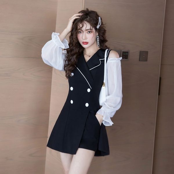 2020the shoulder short net red professional celebrity high waist shorts goddess two piece suit dress with foreign style suit skirt shorts an, Gray
2020the shoulder short net red professional celebrity high waist shorts goddess two piece suit dress with foreign style suit skirt shorts an, Gray
