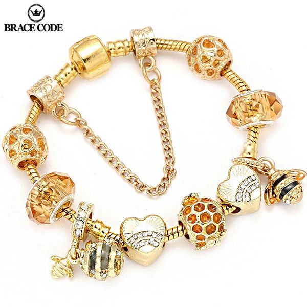 charm bracelets brace code authentic gold color bees dangles bracelet white crystal beads for women kids birthday gift, Golden;silver
charm bracelets brace code authentic gold color bees dangles bracelet white crystal beads for women kids birthday gift, Golden;silver