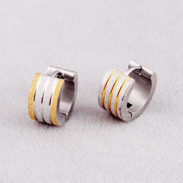 hoop & huggie fashion wide small earrings stainless steel frosting color gold jewelry for men women, Golden;silver
hoop & huggie fashion wide small earrings stainless steel frosting color gold jewelry for men women, Golden;silver