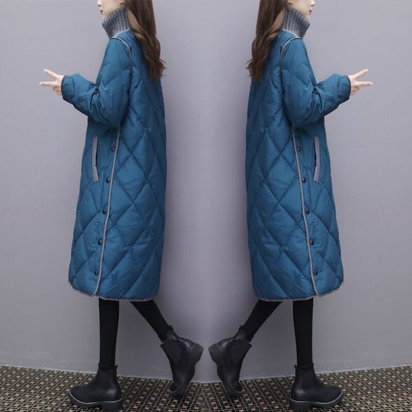 2021 new autumn and new winter down quilted mid-length light on the knee cotton female jacket, Black
2021 new autumn and new winter down quilted mid-length light on the knee cotton female jacket, Black