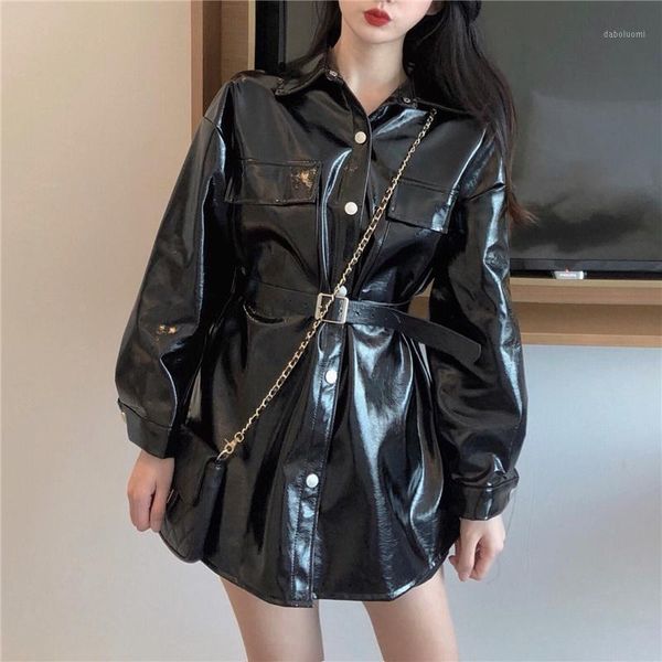 tie bow belt sashes slim high waist elegant faux pu leather jacket autumn bright black red coat women windbreaker chaqueta1, Black;brown
tie bow belt sashes slim high waist elegant faux pu leather jacket autumn bright black red coat women windbreaker chaqueta1, Black;brown