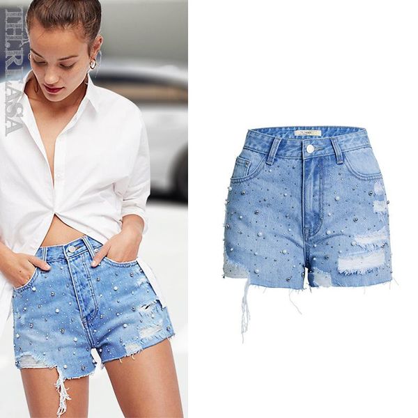 women's jeans pearl stretch summer shorts women casual high waist denim fashion short, Blue
women's jeans pearl stretch summer shorts women casual high waist denim fashion short, Blue