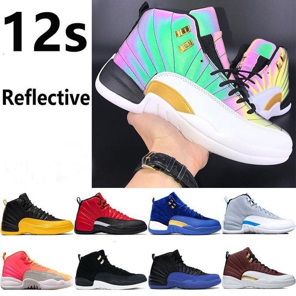 basketball new shoes 12 12s jumpman iridescent reflective sunrise reverse flu game university gold cny bulls gym red mens trainer sneakers, Black 
basketball new shoes 12 12s jumpman iridescent reflective sunrise reverse flu game university gold cny bulls gym red mens trainer sneakers, Black