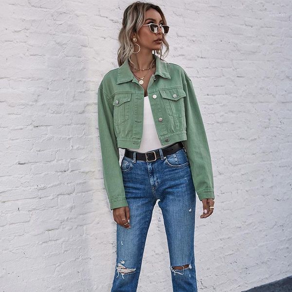 jyss women's autumn coat green denim outwear coat green short jackets for female spring 306371, Black;brown
jyss women's autumn coat green denim outwear coat green short jackets for female spring 306371, Black;brown