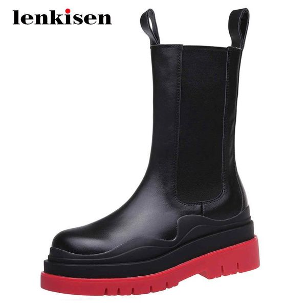 lenkisen big size motorcycle boots genuine leather platform thick high heel round toe slip on handsome modern mid-calf boots l03, Black
lenkisen big size motorcycle boots genuine leather platform thick high heel round toe slip on handsome modern mid-calf boots l03, Black