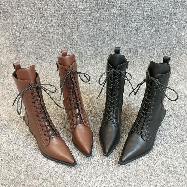 fashion knight boots women cross-tied pointed toe botas mid-calf thick heels slim leg british motorcycle winter botines1, Black
fashion knight boots women cross-tied pointed toe botas mid-calf thick heels slim leg british motorcycle winter botines1, Black