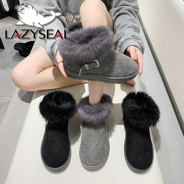 lazyseal rabit fur winter snow boots women ankle boots warm buckle gray cotton plush booties women's fashion shoes, Black
lazyseal rabit fur winter snow boots women ankle boots warm buckle gray cotton plush booties women's fashion shoes, Black