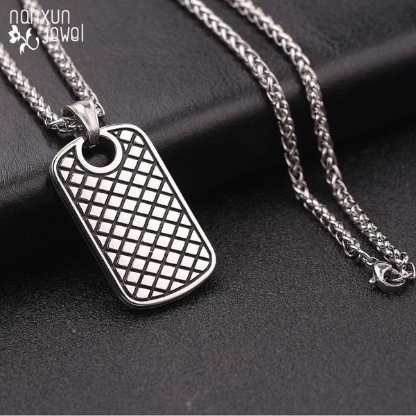 pendant necklaces high polished square black grid necklace dog tags quality 50cm chain men clothes accessories, Silver
pendant necklaces high polished square black grid necklace dog tags quality 50cm chain men clothes accessories, Silver