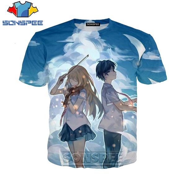anime your lie in april 3d print shirts hentai comics oversized men clothing