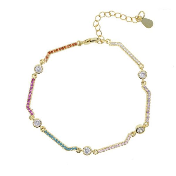 rainbow colorful cz curved bar bezel cz link chain bracelet colorful jewelry1, Golden;silver
rainbow colorful cz curved bar bezel cz link chain bracelet colorful jewelry1, Golden;silver