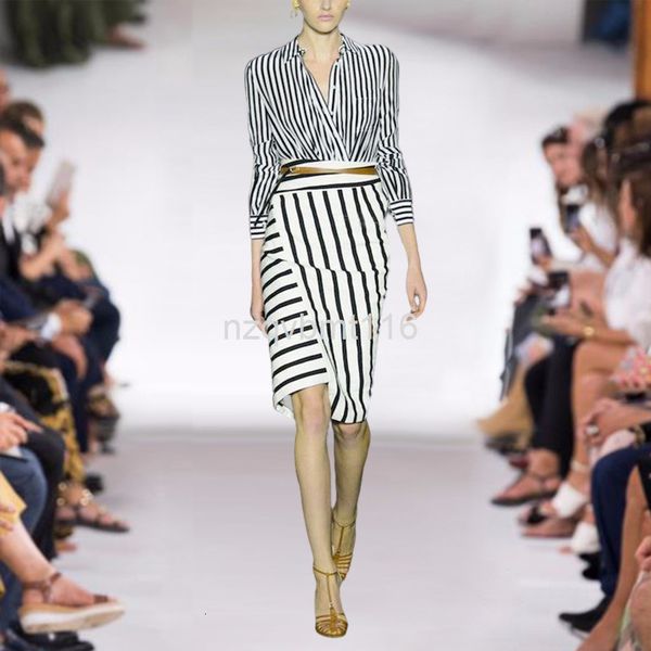 two piece dress ol commuting temperament spring and summer women's wear flip v-neck seven sleeve thin strip shirt + thick skirt suit, White
two piece dress ol commuting temperament spring and summer women's wear flip v-neck seven sleeve thin strip shirt + thick skirt suit, White