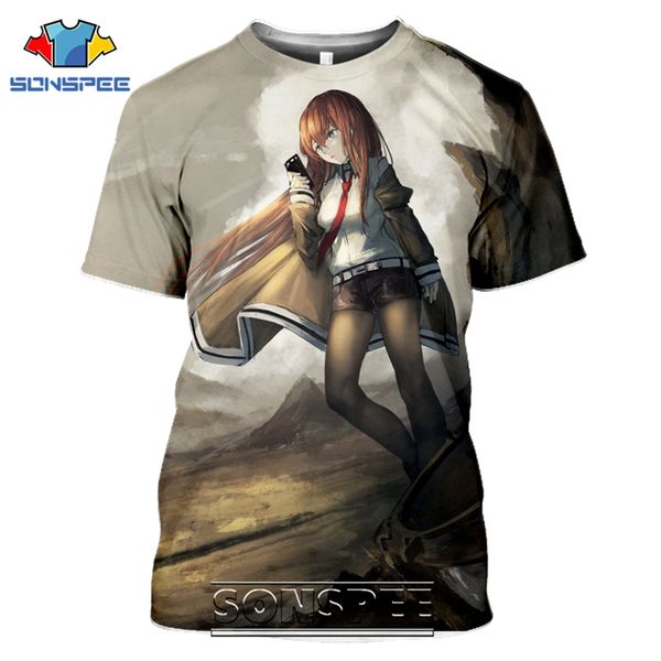 steins gate anime 3d print shirts harajuku oversized funny men clothing