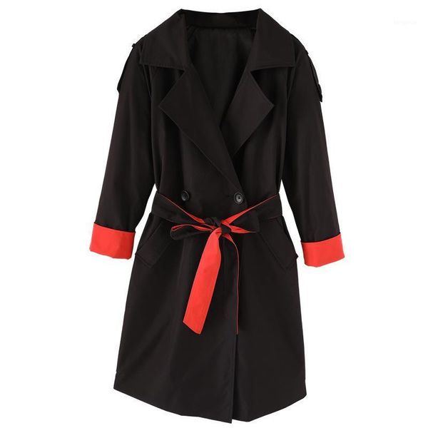 women's windbreaker winter fashion is thin and versatile light mature women's coat belt mid-length loose indbreaker female1, Tan;black 
women's windbreaker winter fashion is thin and versatile light mature women's coat belt mid-length loose indbreaker female1, Tan;black