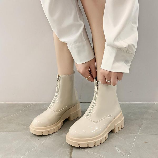 shoes lady boots round toe zipper boots-women leather booties platform luxury designer ladies autumn 2020 white high heel, Black
shoes lady boots round toe zipper boots-women leather booties platform luxury designer ladies autumn 2020 white high heel, Black