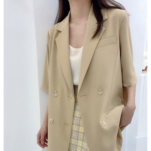 women's suits & blazers women khaki elegant blazer 2021 lady office work suit solid color double breasted pockets loose casual jackets, White;black
women's suits & blazers women khaki elegant blazer 2021 lady office work suit solid color double breasted pockets loose casual jackets, White;black