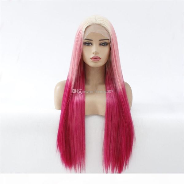 ombre color wig blonde pink heat resistant fiber yaki straight hair synthetic lace front, Black
ombre color wig blonde pink heat resistant fiber yaki straight hair synthetic lace front, Black