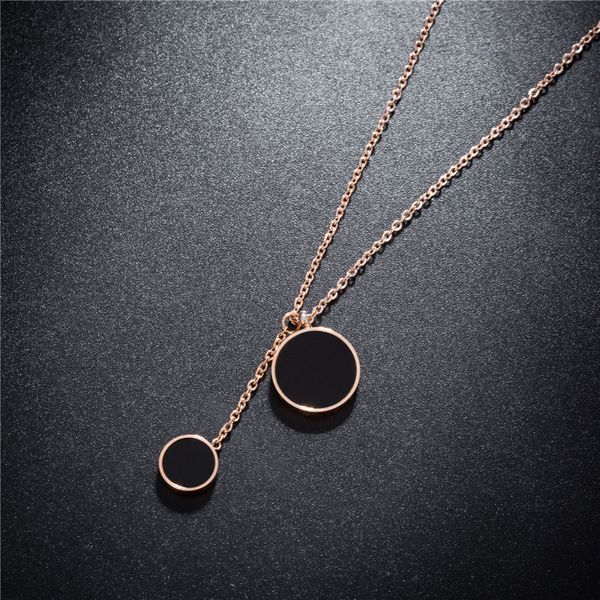 fashionable and simple, versatile black disc tassel titanium steel necklace women's short clavicle chain personalized jewelry, Silver
fashionable and simple, versatile black disc tassel titanium steel necklace women's short clavicle chain personalized jewelry, Silver