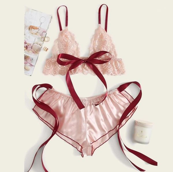 women's lace satin lingerie set solid color bow decoration wireless bow bra satin comfortable skin-friendly set s-3xl1, Red;black
women's lace satin lingerie set solid color bow decoration wireless bow bra satin comfortable skin-friendly set s-3xl1, Red;black