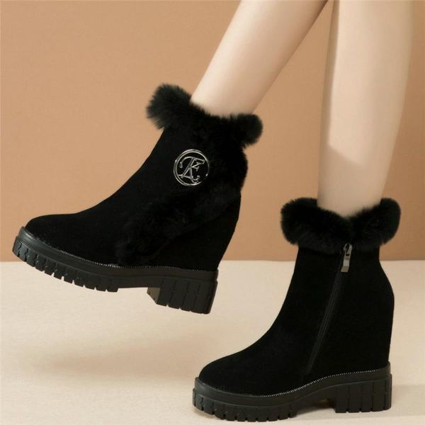 winter trainers women genuine leather chunky high heels snow boots female high warm fur platform ankle boots casual shoes, Black
winter trainers women genuine leather chunky high heels snow boots female high warm fur platform ankle boots casual shoes, Black