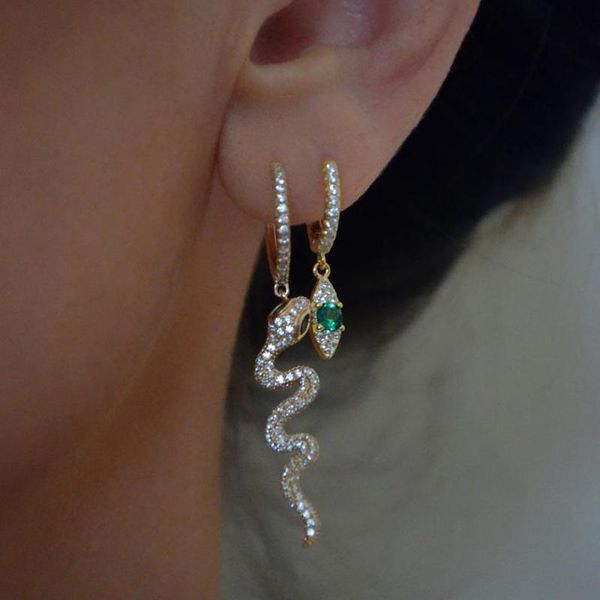 micro pave bling cz cute lovey green eye snake charm gold filled trendy women snake earring, Silver
micro pave bling cz cute lovey green eye snake charm gold filled trendy women snake earring, Silver