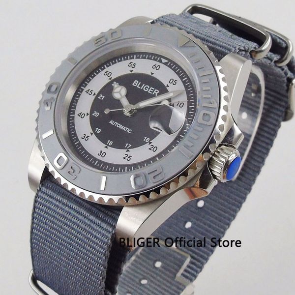 luxury bliger 40mm black dial luminous marks ceramic rotating bezel sapphire glass date magnifier automatic movement men's watch, Slivery;brown
luxury bliger 40mm black dial luminous marks ceramic rotating bezel sapphire glass date magnifier automatic movement men's watch, Slivery;brown