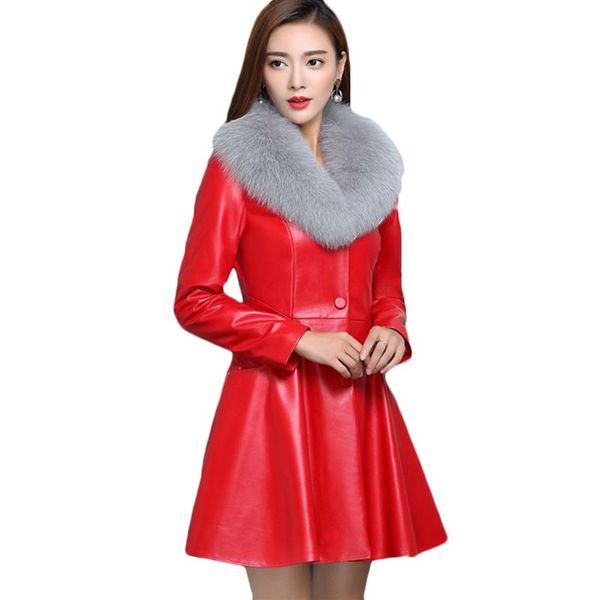 winter new pu leather jacket women imitation fur collar windproof jackets plus size female long warm bomber jackets 4xl, Black
winter new pu leather jacket women imitation fur collar windproof jackets plus size female long warm bomber jackets 4xl, Black