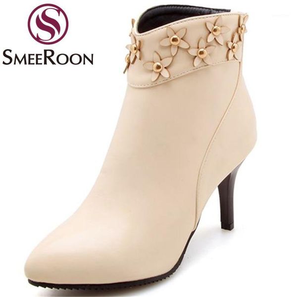 boots smeeroon thin heels ankle zipper fashion pointed toe warm winter women's shoes with flower1, Black
boots smeeroon thin heels ankle zipper fashion pointed toe warm winter women's shoes with flower1, Black
