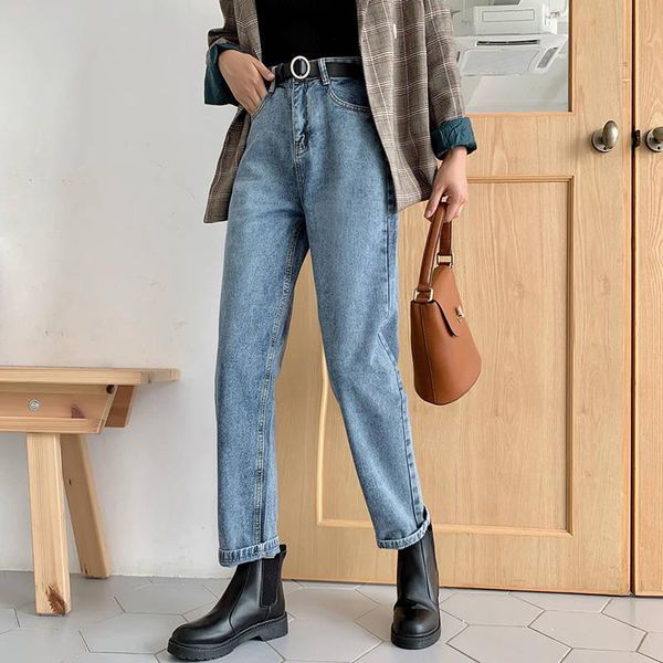 women's jeans a single phone/add wool trousers qiu dong female han edition students wear warm loose straight torre pants, Blue 
women's jeans a single phone/add wool trousers qiu dong female han edition students wear warm loose straight torre pants, Blue