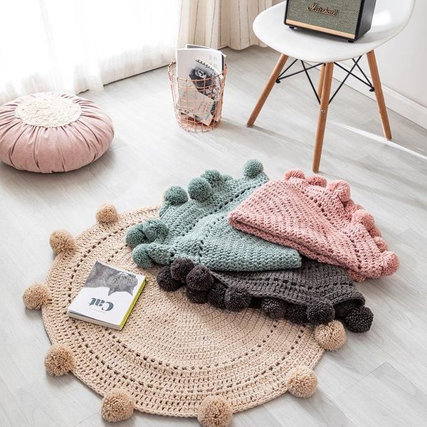 nordic handmade style ball carpet, wool woven solid color round decorative floor mat, bedroom bedside bay window cushion
nordic handmade style ball carpet, wool woven solid color round decorative floor mat, bedroom bedside bay window cushion