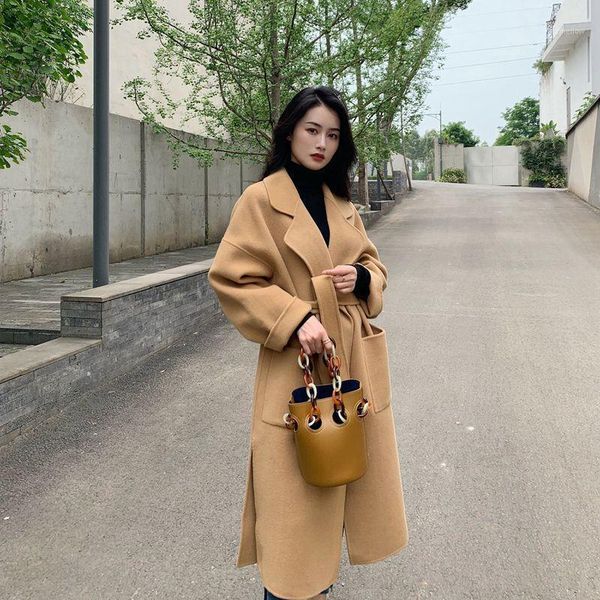 women's wool & blends winter coat women oversize fashion cashmere outerwear female long thickening warm woolen overcoat womens trench c, Black
women's wool & blends winter coat women oversize fashion cashmere outerwear female long thickening warm woolen overcoat womens trench c, Black
