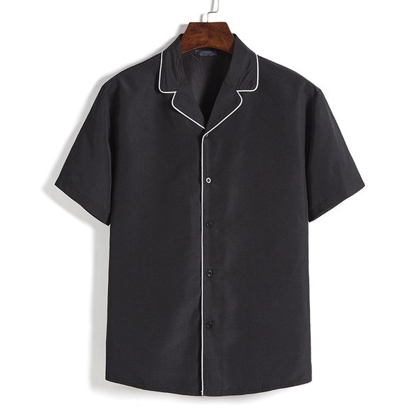 solid color with white binding design casual men's short sleeve shirt ds02, White;black
solid color with white binding design casual men's short sleeve shirt ds02, White;black