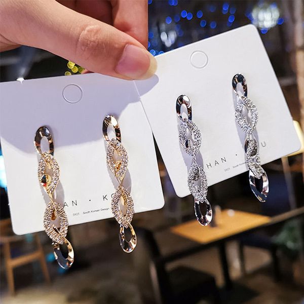 925 silver needle knotted plate diamond chain earrings 2020 new fashionable elegant long and simple cold wind net red eardrops, Golden
925 silver needle knotted plate diamond chain earrings 2020 new fashionable elegant long and simple cold wind net red eardrops, Golden