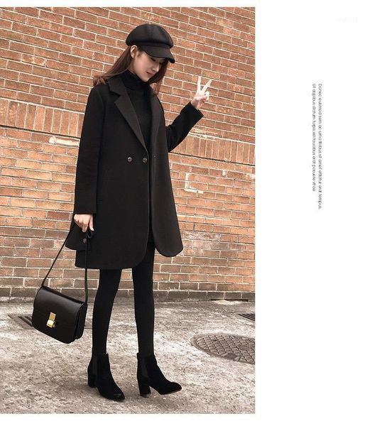 new loose long wool blend ladies coat double breasted solid women's jacket turn-down collar korean womens fashion coat1, Black
new loose long wool blend ladies coat double breasted solid women's jacket turn-down collar korean womens fashion coat1, Black