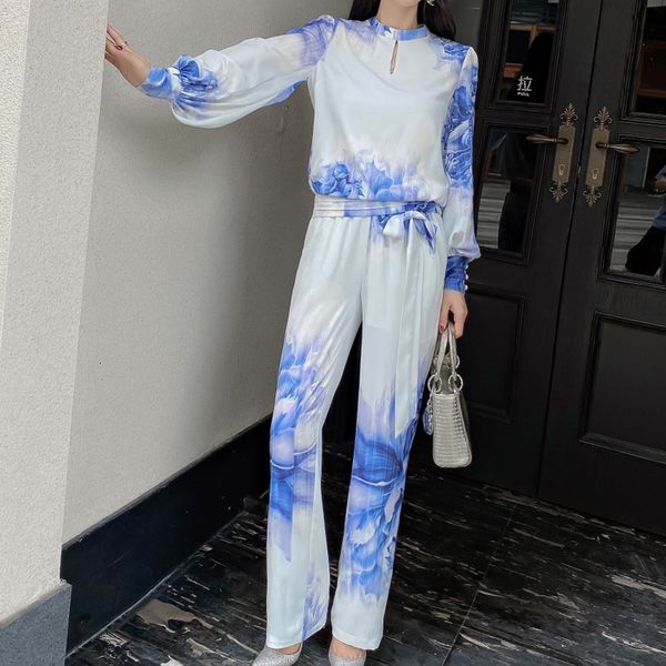 new autumn retro-ethnic style printing long superior temperament elastic belt elegant pants of women two-piece suit ax0d, White
new autumn retro-ethnic style printing long superior temperament elastic belt elegant pants of women two-piece suit ax0d, White