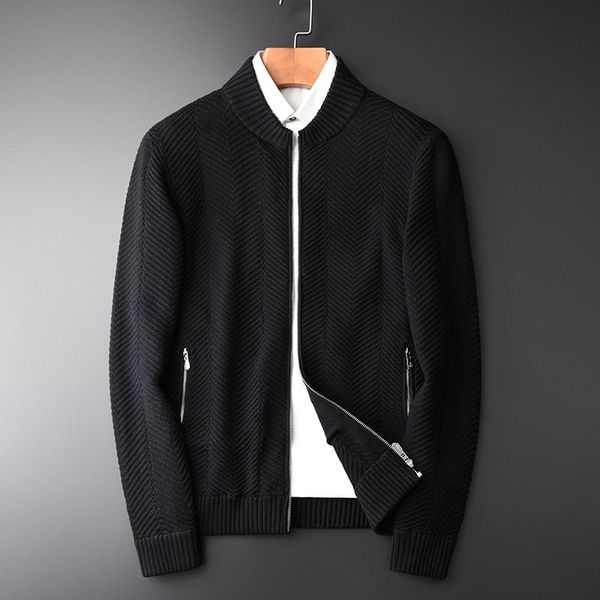 men's sweaters classic stand collar men sweater size 4xl two pocket black zipper cardigan fashion add thick simpe casual mens, White;black
men's sweaters classic stand collar men sweater size 4xl two pocket black zipper cardigan fashion add thick simpe casual mens, White;black
