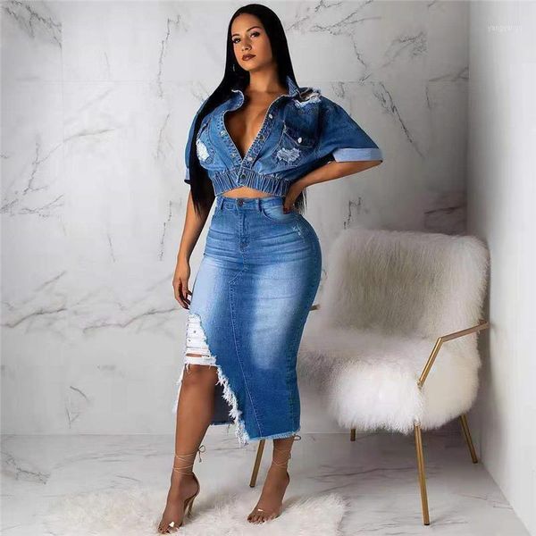 jeans skirt sets denim two piece set tracksuit women casual short sleeve crop and long skirts suit club outfits vestido1, White
jeans skirt sets denim two piece set tracksuit women casual short sleeve crop and long skirts suit club outfits vestido1, White