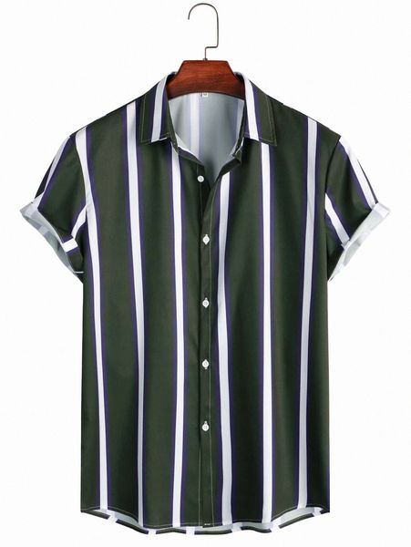men vertical striped button through shirt p5p9#, White;black
men vertical striped button through shirt p5p9#, White;black