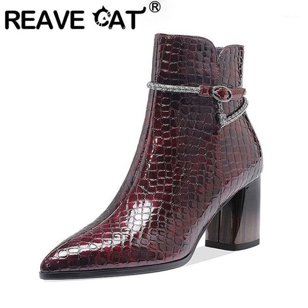 reave cat 2020 female ankle boots pointed toe 6cm hoof heels patent leather buckle zipper stone pattern rhinestone 34-42 a30861, Black
reave cat 2020 female ankle boots pointed toe 6cm hoof heels patent leather buckle zipper stone pattern rhinestone 34-42 a30861, Black