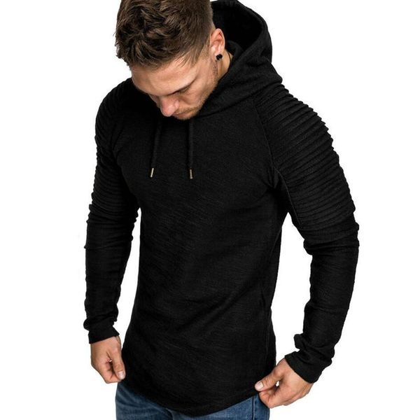 men's hoodies & sweatshirts clothes foreign trade explosion slim fit striped folds raglan sleeves plain hooded long sleeve, Black
men's hoodies & sweatshirts clothes foreign trade explosion slim fit striped folds raglan sleeves plain hooded long sleeve, Black