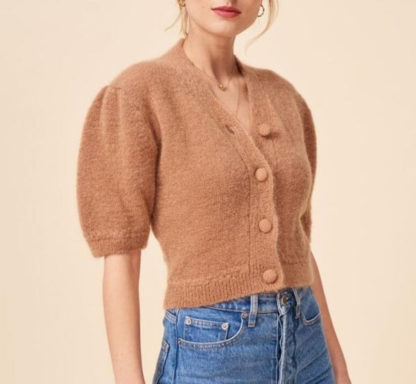 women's knits & tees 2021 early spring puff sleeve short knit mohair sweater cardigan, White
women's knits & tees 2021 early spring puff sleeve short knit mohair sweater cardigan, White