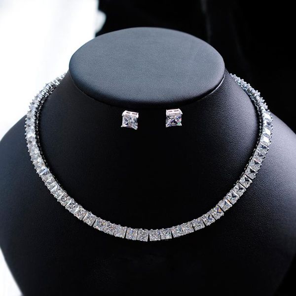 women square crystal bridal jewelry sets stud earrings necklace jewelry wedding evening party silver color accessory
women square crystal bridal jewelry sets stud earrings necklace jewelry wedding evening party silver color accessory